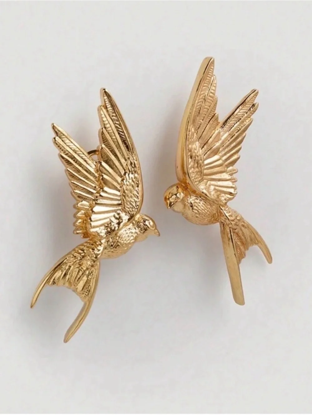 Gold Bird Wing Statement Earrings - Women Jewelry